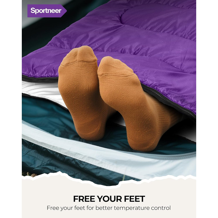 Сплячий мішок Sportneer для кемпінгу: 3-4 сезонний, легкий, компактний, для дорослих