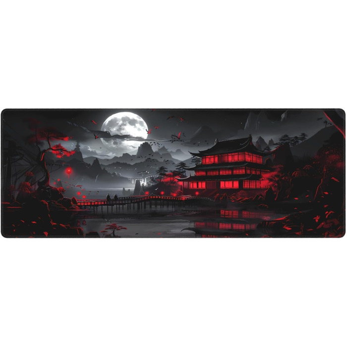 Килимок для миші Anime-стиль, 90 x 40 см, чорно-червоний, для геймінгу та офісу