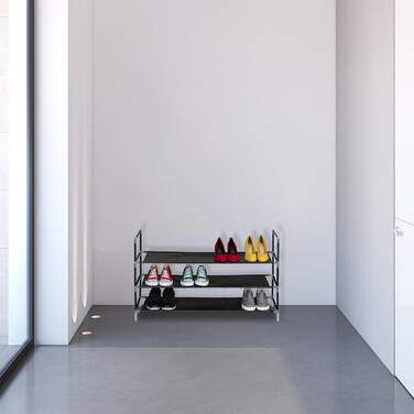 Relaxdays shoe rack with fabric shelves, 1 m