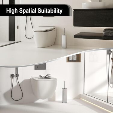 Металева щітка для туалету BVL з двома насадками, квадратна, для ванної кімнати (з щіткою)