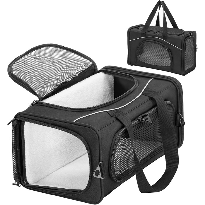 Транспортна сумка Petsfit для котів та собак | Авіапереліт, автомобіль, поїзд | Чорний, Small