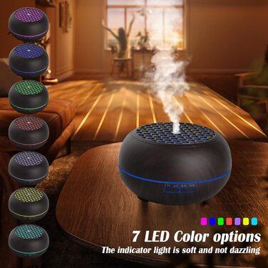 Дифузор аромату Simpeak 550мл, ультразвуковий дифузор для ефірних олій з дерева, зволожувач повітря з дистанційним керуванням (темно-коричневий)