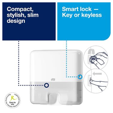 Tork Xpress Dispenser for Multifold Towels White H2, Single Towel Dispensing, Elevation Design, 552100 (White, L, Bundle with Mini Dispenser)
