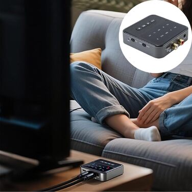 Bluetooth 5.4 аудіоадаптер Ubric 2-в-1: передавач та приймач з низькою затримкою, 3.5мм AUX для телевізора, авто, літака, навушників та колонок