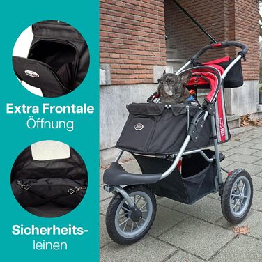 Візок для собак Innopet Comfort EFA Eco чорно-срібний – складний візок для собак та котів, для бездоріжжя та пляжу, колеса 30см, вантажопідйомність 25кг, перероблений нейлон