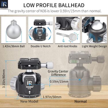 Професійний компактний карбоновий штатив INNOREL GT284C для DSLR-камер з кулею, максимальне навантаження 25 кг