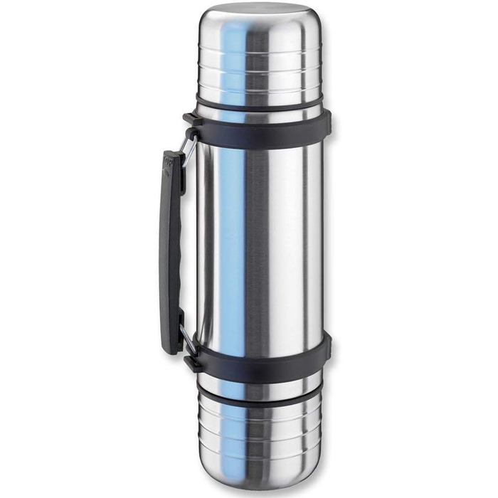Isosteel Duo Vacuum Insulated Stainless Steel Water Bottle - 1.0L with Quickstop One-Hand Pour & 2 Cups