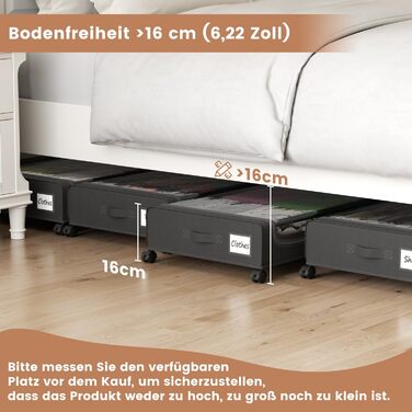 Коробки для зберігання під ліжко PHINOX з колесами, 2 шт (74x42x16 см) - місткі контейнери для одягу, взуття, іграшок з прозорою кришкою