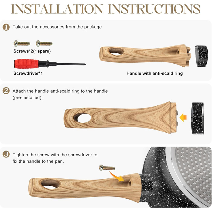 Сковорода з антипригарним покриттям Michelangelo з кришкою 28 см, глибока сковорода з кришкою, сковорода для тушкування 28 см, індукційна сковорода з антипригарним покриттям та м'якою бакелітовою ручкою, підходить для індукційних плит, чорна, глибока сков