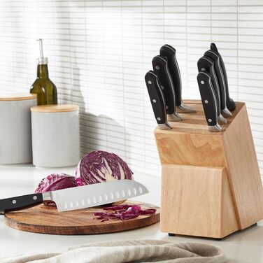 Amazon Basics Premium Knife Block Set - 9 Piece Black Set
