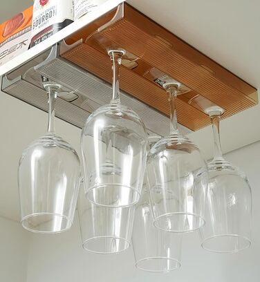 Тримачі для келихів вина SAMSYOKI (4 шт.) - підвісні, самоклеючі, для кухні, бару, ресторану (сірий)