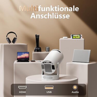 Mini проєктор HY300 HIFI: 4K/1080p, 300 ANSI люмен, Wi-Fi 6, Bluetooth, автоматична корекція трапецеїдальних спотворень для дому та кінотеатру