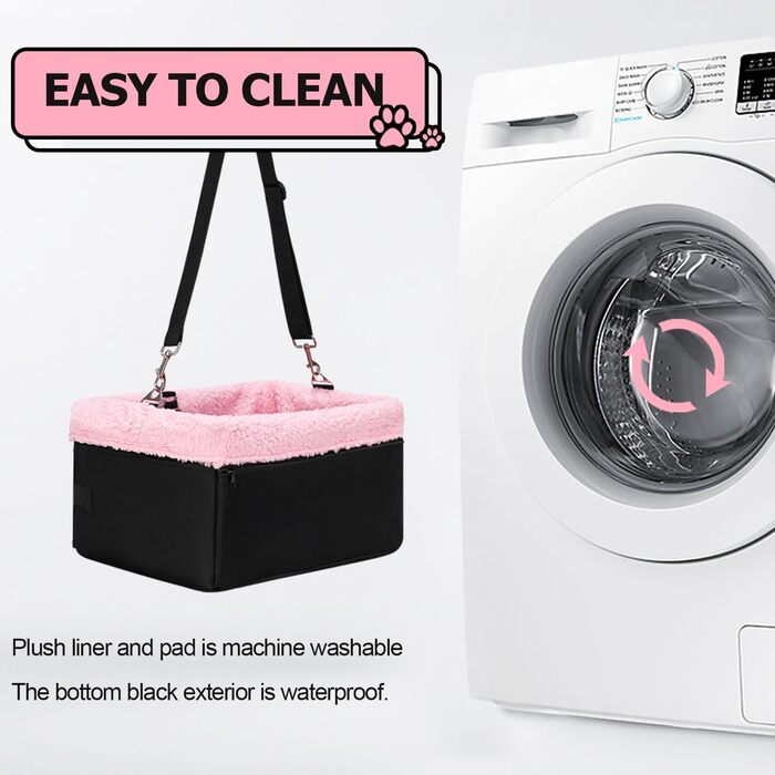 Автокрісло для собак UNICITII: безпечне та зручне місце для маленьких собак (до 20 кг), чорно-рожеве