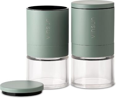 Набір з 2 мельниць для солі та перцю Vinsun - ручні, з регульованим керамічним жорном, нержавіюча сталь, ø51x100mm