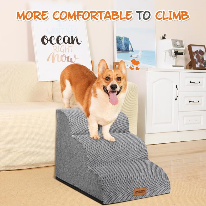 Східці для собак Nobleza: 3 ступені, з роликом для шерсті