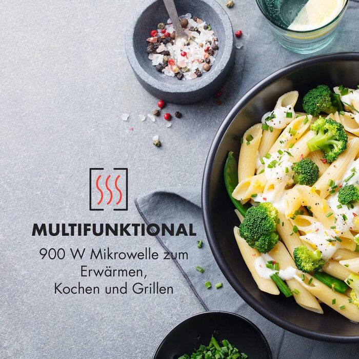 Мікрохвильова піч Klarstein Victoria 20 - вбудована, 20 л, 800 Вт, гриль 1000 Вт, нержавіюча сталь, з рамкою для вбудовування, чорна