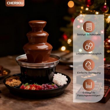 Електричний шоколадний фонтан на 3 яруси з функцією плавлення, 40W, ємність 0.45 кг, з нержавіючої сталі, для вечірок, днів народжень, весіль