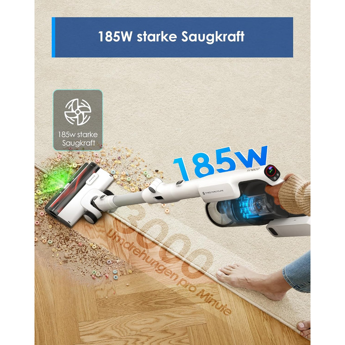 Бездротовий пилосос Tineco PURE ONE A50S Plus: потужний акумуляторний вертикальний пилосос з контейнером 1 л та турбощіткою ZeroTangle для видалення шерсті тварин. Ідеально підходить для твердих підлог.