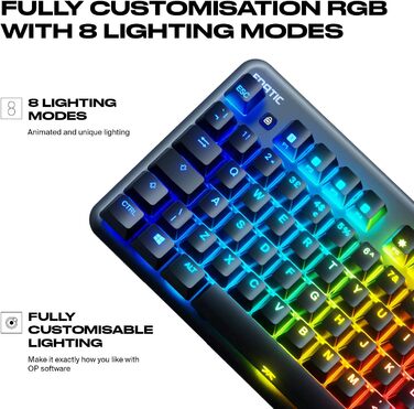 Механічна ігрова клавіатура Fnatic Gear miniSTREAK з LED RGB-підсвічуванням, клавіші Speed Silver, компактний формат 65%, QWERTY (DE/US)