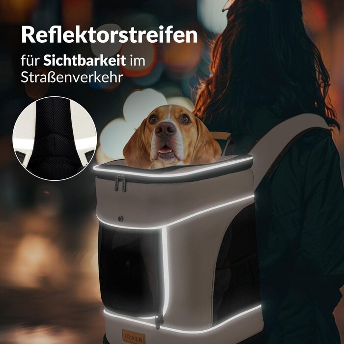 Рюкзак для тварин до 20 кг, регульовані ремені, складаний, з короткою шлейкою. Підходить для собак та котів (Бежевий)