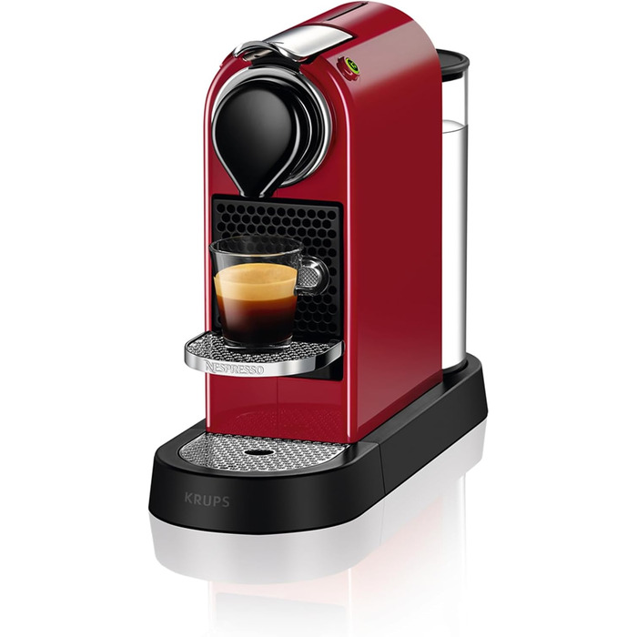 Кавова машина Krups Nespresso CitiZ XN7415, капсульна, 1260 Вт, 19 бар, резервуар 1 л, червона