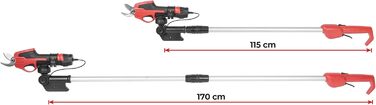 STREND PRO Battery-Powered Electric Pruning Shears Telescopic | for easy garden and tree pruning | max. 22mm, 170cm long telescopic handle geared pruning shears | 1 x 7.2V battery included | cordless shears, tree shears