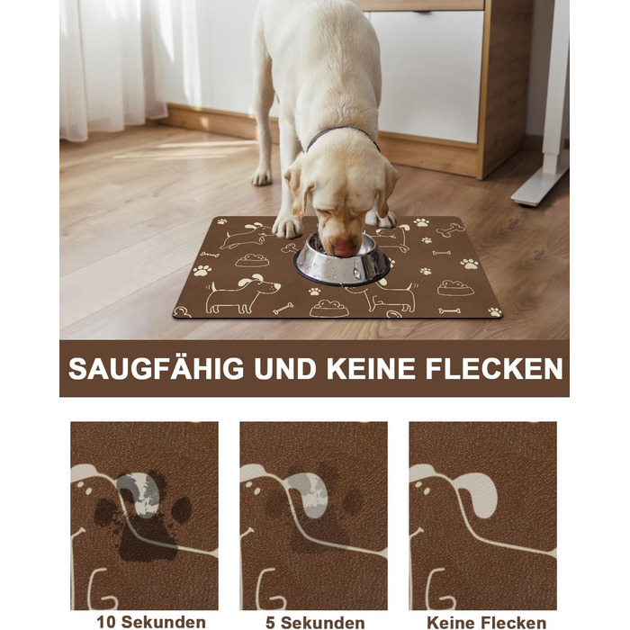 Підкладка під миску для собак та котів, нековзна, чорна 40x60 см, швидковисихаюча, легко миється