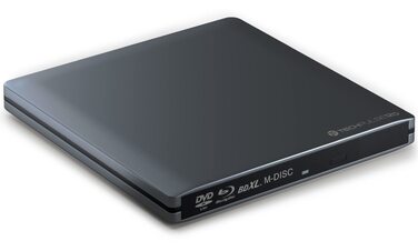 Зовнішній Blu-ray привід techPulse120 USB 3.0 3D Burner M-Disc BDXL Superdrive для PC, Notebook, MacBook, Windows, MacOS, сріблястий (Alu Grau)