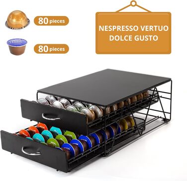 Тримач для капсул кави SYSYLY на 80 капсул, 2 ящики, сумісний з Tchibo Cafissimo, Dolce Gusto