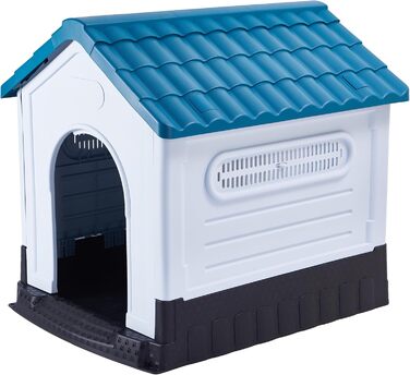 Lanco Small Dog Crate - Indoor/Outdoor Pet Kennel with Ventilation - Durable Blue & White 68x55x66cm