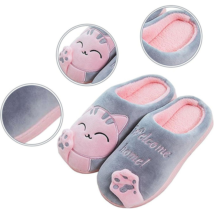 Тапочки домашні Rojeam Nette з м'якого плюшу, теплі, сірі, 41/42 EU