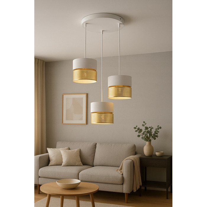 Настільна нічна лампа з ажурним золотистим абажуром, патрон E27, LED