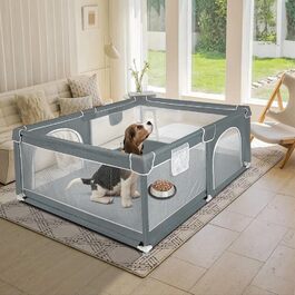 Льотний вольєр для цуценят з дверцятами, вольєр для цуценят або маленьких собак, міцний загін з товстого полотна та сітки з нейлону, висока зносостійкість, можна прати в пральній машині, для використання в приміщенні та на вулиці, 180 x 120 x 66 см – світло-сірий (120 x 160 x 66 см - темно-сірий)