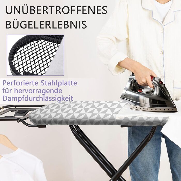 Професійний відкидний стіл для прасування з металу, 120x39 см, регульована висота