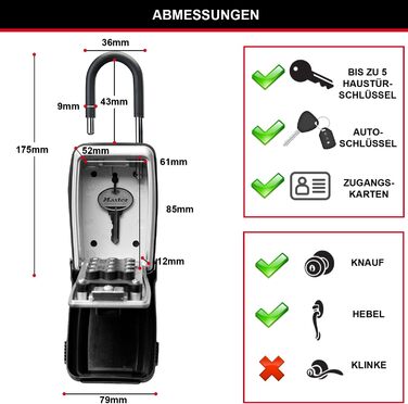 Master Lock Key Safe with Push Button - Outdoor Key Lock Box (Hinged)