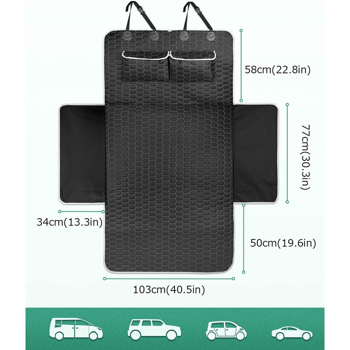 Захист для багажника автомобіля Oasser для собак з боковими та захистом краю вантажного отвору, універсальний, водонепроникний, стійкий до подряпин, нековзний, килимок для багажника
