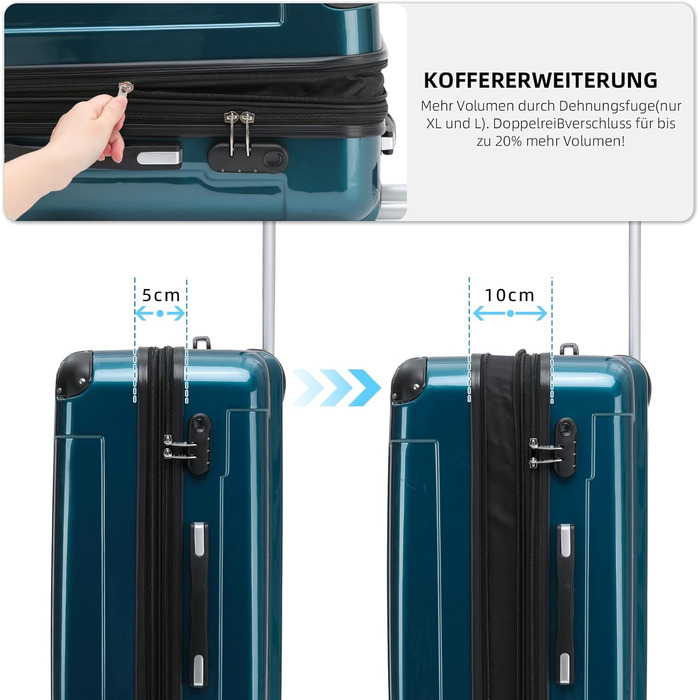 Чохол-валіза Beibye Hartschalen Trolley Rollkoffer Reisekoffer, 55 см, 40 л, полікарбонат, світло-зелений (ручна поклажа)