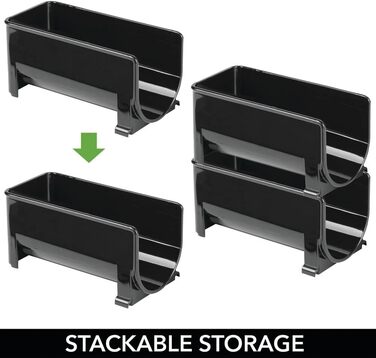 mDesign Modern Bottle Holder (8 Pack) – Stackable Bottle Rack for Water Bottles and Drinking Bottles – Wine Bottle Holder for Kitchen or Pantry – Black