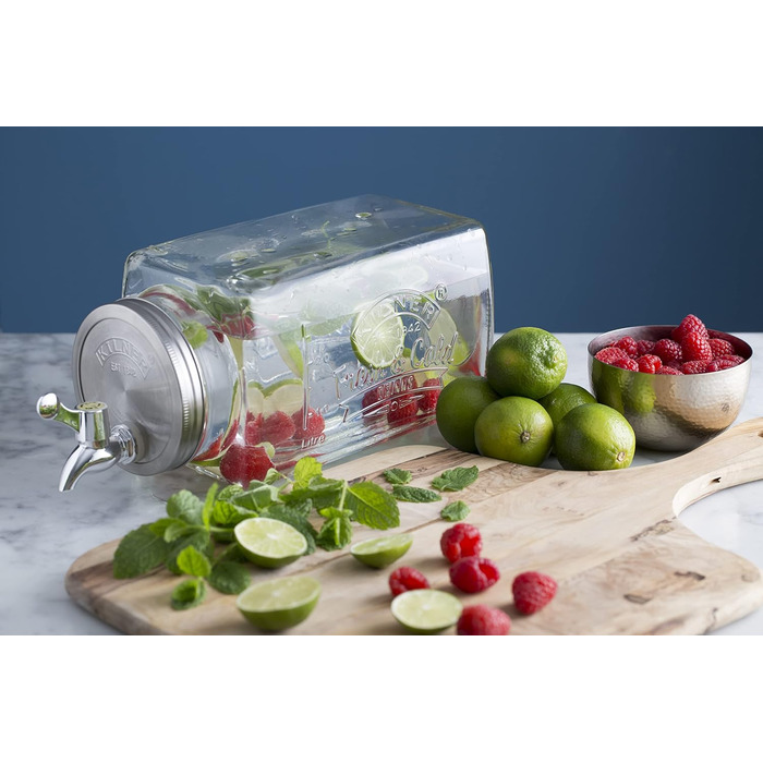3-Liter Refrigerator Beverage Dispenser with Tap, Glass/Metal, Dimensions: 32.7 x 14 x 18 cm