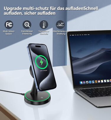 Бездротова зарядка MagSafe для iPhone 15/14/13/12, AirPods 3/2/Pro, 15W, з підсвічуванням