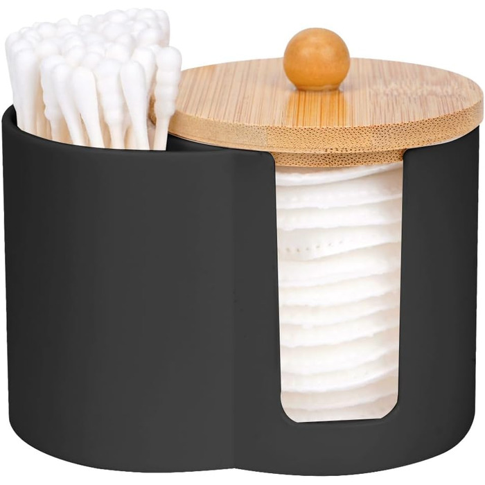 Тримач для ватних паличок та дисків, чорний, пластиковий органайзер для ванної кімнати