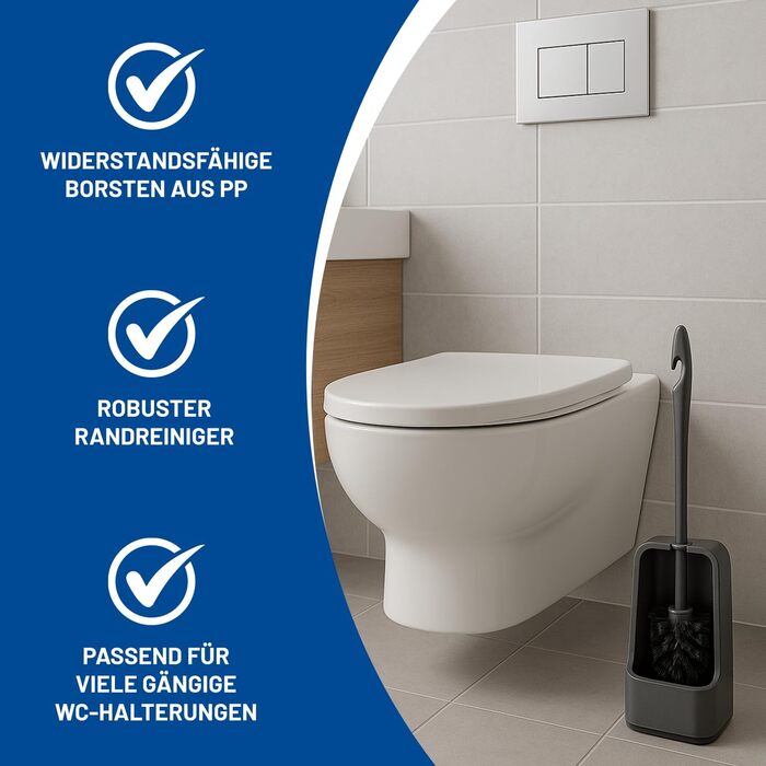 Набір для чищення унітазу Rival 4 шт. Smart Line з PP-щітками – ергономічна ручка – швидке та ретельне очищення – набір для чищення унітазу з очищувачем країв