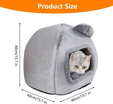 Кішка Будиночок-ліжко для котів, 40см, сірий. Миється, плюшевий, для котів, кроликів, собак та інших дрібних тварин