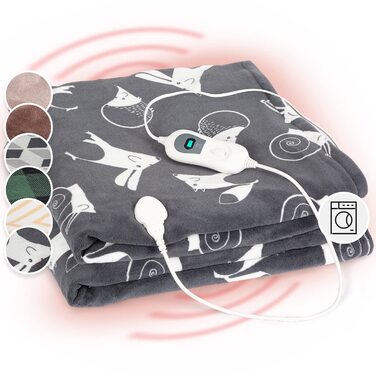 Електрична ковдра Klarstein XXL з підігрівом, 120W, 200x180 см, антрацит, для дому та кемпінгу, енергозберігаюча, пральна