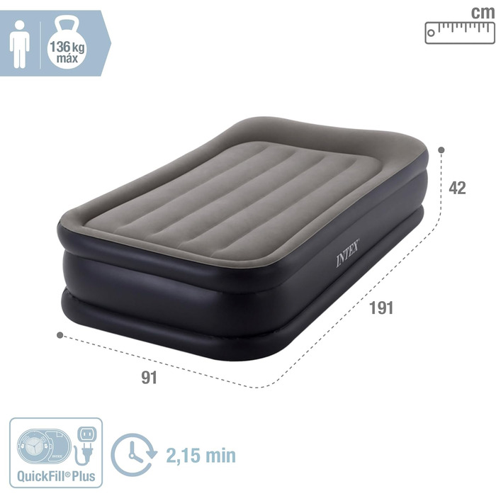 Надувний матрац Intex Twin Deluxe Fiber-Tech, 99 x 191 x 42 см (64132.)