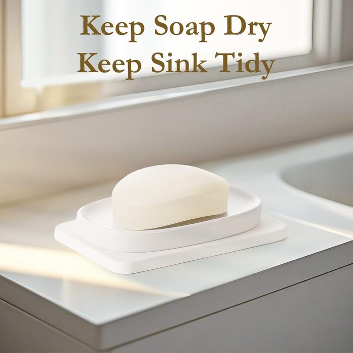 Підставка для мила Shinowa з подвійним шаром та знімним контейнером для води, білий мармур (порожнистий)