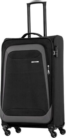 Чемодан NOWI Korfu Weichschaen Troey – середній, тканинний, 50 літрів, 4 колеса та кишеня | Легкий дорожній чемодан для жінок та чоловіків (XL, чорний)