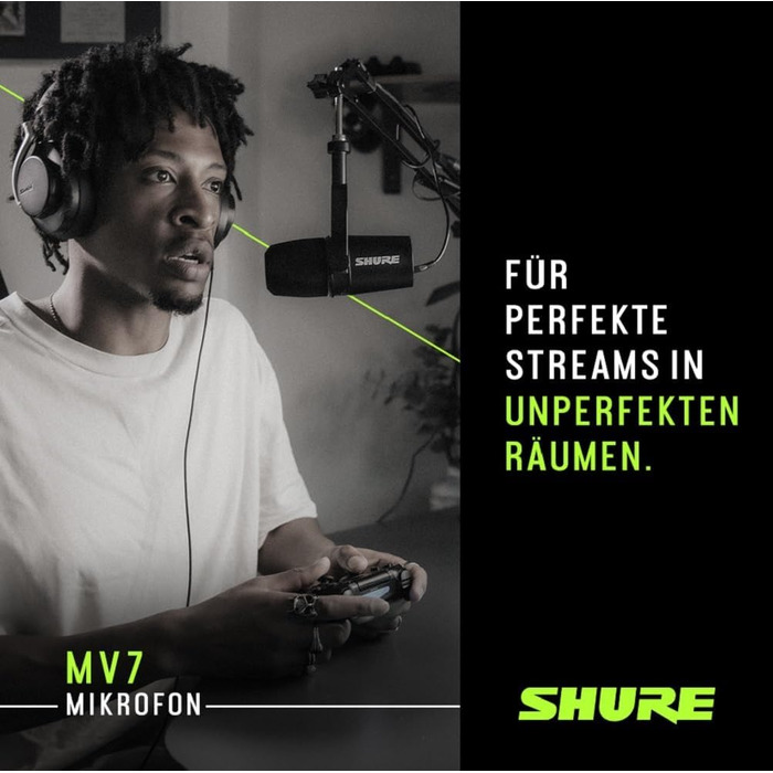 Мікрофон Shure MV7+ для подкастів, стрімінгу та запису - білий (срібний). USB/XLR, LED-сенсор, автоматичне регулювання рівня звуку, цифровий поп-фільтр