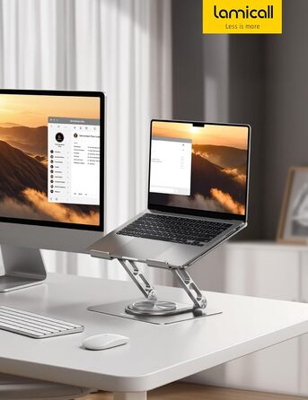 Підставка для ноутбука Lamicall - регульована, 360° обертання, складна, алюмінієва, для офісу/дому, сумісна з Macbook Pro Air, 10-17.3'