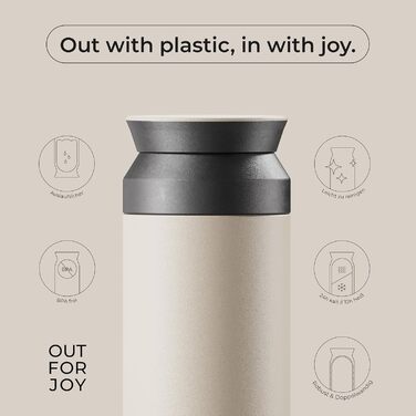 Термокружка з нержавіючої сталі 350 мл | Термокружка для кави та чаю з собою | З подвійними стінками, ізольована, не протікає | Travel Tumbler | Зберігає тепло 4 години / холод 8 годин (Бежевий, Ivory)